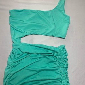 One shoulder mini crunch dress